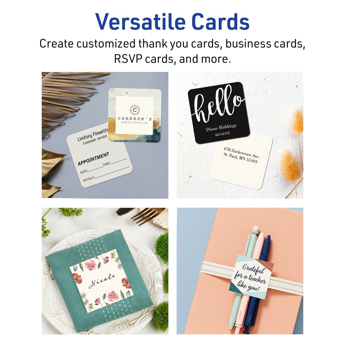 Avery Matte Ivory Square Cards, 3" x 3" Square - thumbnail 3