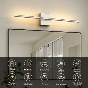 YANSUN 2-Pack Indoor Wall Lights, 1-Head LED, RGB+CCT, App & Remote Control, Music Sync, Dynamic Flow, 28.15in Rod - 1 of 4
