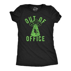 Womens Funny T Shirts Out Of Office UFO Sarcastic Alien Graphic Tee For Ladies - Crazy Dog Women's T Shirt - 1 of 4