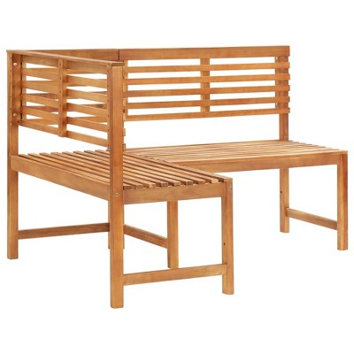 Rustic Medium Wood L-Shaped Acacia Patio Bench
