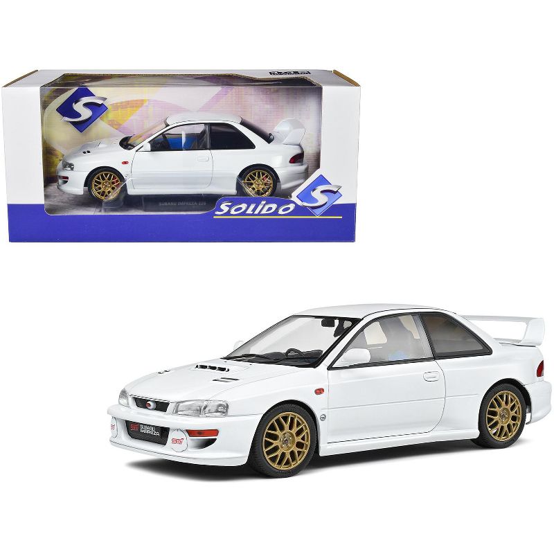 1998 Subaru Impreza 22B RHD (Right Hand Drive) Pure White with Gold Wheels 1/18 Diecast Model Car by Solido, 1 of 6