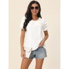 INSPIRE CHIC Women's Dressy Casual Crewneck Summer Ruched Short Sleeve Eyelet Tops - 3 of 4