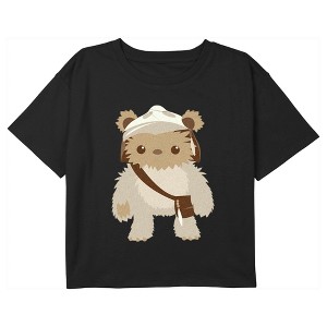 Girl's Star Wars Cute Cartoon Ewok Crop T-Shirt - 1 of 3