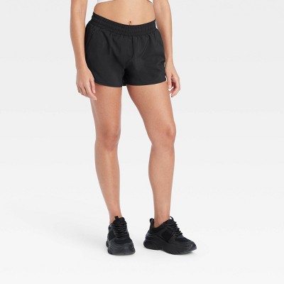 Women's Woven Mid-rise Run Shorts 3 - All In Motion™ Black S