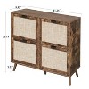 TIRAMISUBEST Farmhouse Shoe Cabinet - 4-Door Rattan, Entryway Storage (41"W x 35"H) - 4 of 4