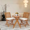 Tangkula 3 PCS Patio Bistro Set Acacia Wood Folding Set w/ Round Coffee Table & Padded Cushion Outdoor Chair and Table Set for Balcony Garden Beige - 3 of 4