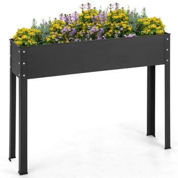 Tangkula Raised Garden Bed, Elevated Metal Planter Box with Legs Drainage Hole Outdoor Indoor Plant Container for Flower Herb