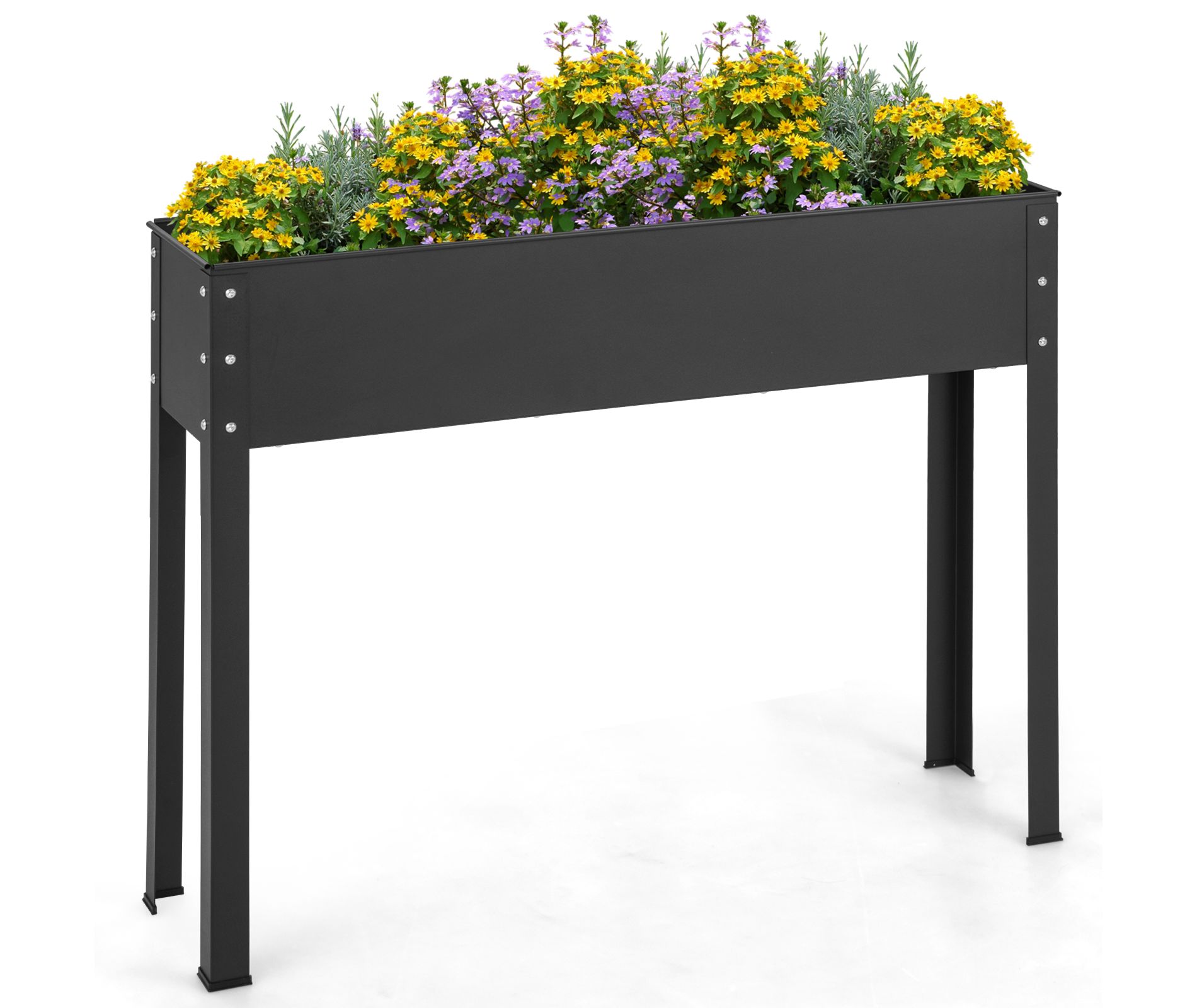 Tangkula Raised Garden Bed, Elevated Metal Planter Box with Legs Drainage Hole Outdoor Indoor Plant Container for Flower Herb
