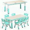 Kids Table and Chairs Set, Height Adjustable Desk with 6 Seats for Ages 2-10,Arts & Crafts Table, Graffiti Desktop, Non-Slip Legs, Max 300lbs - 2 of 4