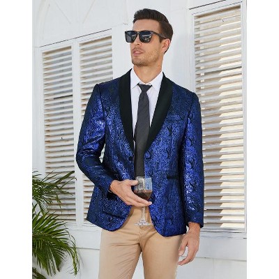 WhizMax Men's Fashion Suit Jacket Blazer One Button Luxury Weddings Party Dinner Prom Tuxedo