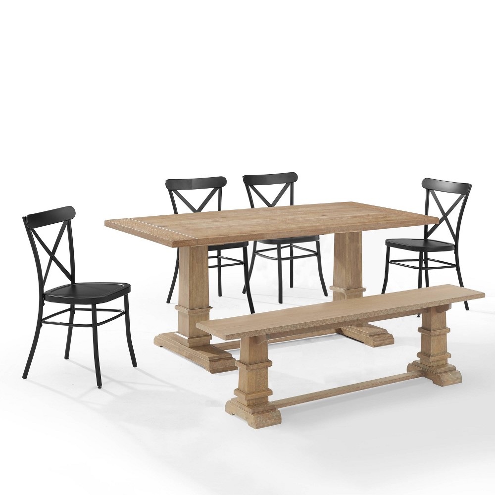 Photos - Dining Table Crosley 6pc Joanna Dining Set with Camille Chairs Matte Black  