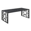 Vynxaria Series 24 in. Black Square Glass End Table with Marble-Print Tempered Glass Top and Metal Base - 4 of 4