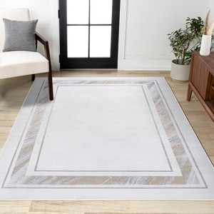 JONATHAN Y Athens Classic Border Marble Pattern High-Low Area Rug - 1 of 4