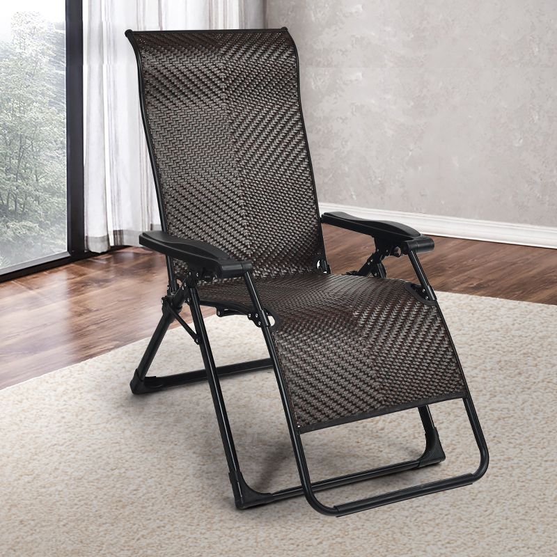 Tangkula Patio Rattan Wicker Recliner Chair Zero Gravity Folding Chaise Lounger, 4 of 10