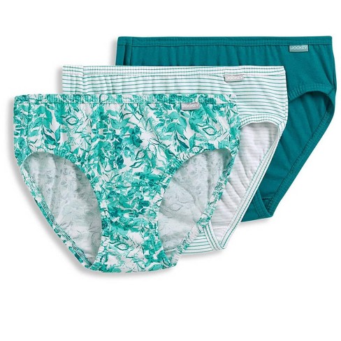 Jockey Womens Elance Bikini 3 Pack Underwear Bikini Briefs 100% Cotton 7  Magnolia Leaves/belvedere Stripe Teal/beyond Botanic Teal : Target