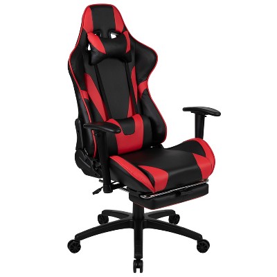 Red Ergonomic Gaming Desk and Reclining Chair Set with Footrest