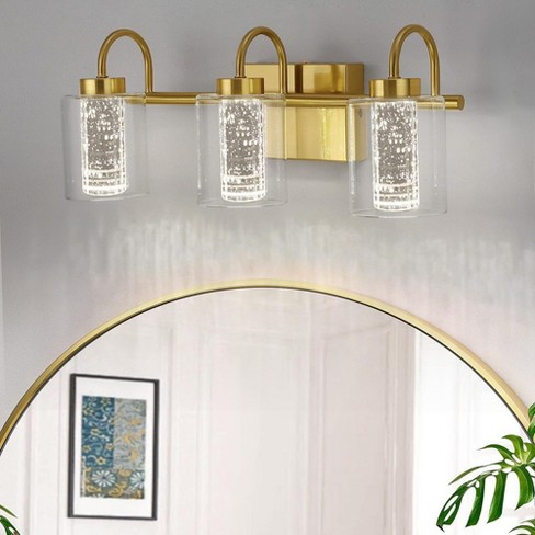 3 Light Brushed Gold Bathroom Light Fixtures : Target