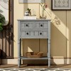 24'' W x 31'' H Vintage Wood Console Table with Drawer and Open Shelf – Narrow Entryway Table for Hallway, Living Room or Foyer - Maison Boucle - 2 of 4