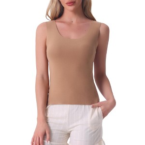 cheibear Women's Plush Sleeveless Warm Thick Layer Camisole Tank Top Pajamas - 1 of 4
