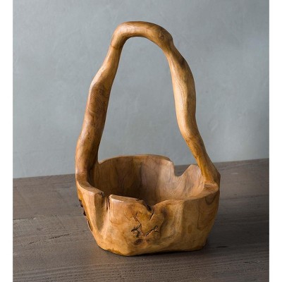 VivaTerra Small Teak Root of the Earth Handcrafted Basket