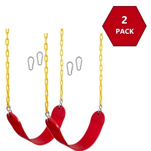 New Bounce Swing Seat with Heavy Duty Rust-Proof Chain Coated for Safety and Comfort - Outdoor Swings for Kids and Adults  - 2 Pack - Red - 1 of 4