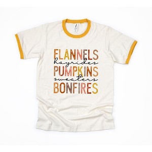 Simply Sage Market Women's Flannels, Hayrides, Pumpkins Short Sleeve Ringer Tee - 1 of 3