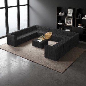 163.39" Corduroy U-Shaped Modular Sectional Sofa, 12-Piece Set - 1 of 4