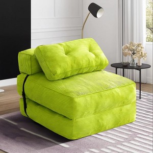 Hooseng Convertible Floor Couch Lazy Sofa, Corduroy Upholstered Folding Futon Sofa Bed With Adjustable Backrest, Foldable Lounge Mattress With Pillow - 1 of 4