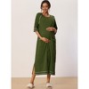 cheibear Women's Front Zipper with Pockets Maternity Long Sleep Robes - 3 of 4