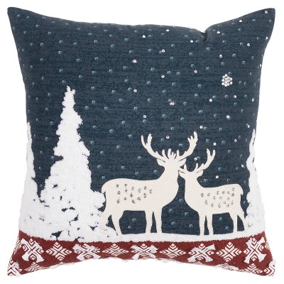 20"x20" Oversize Winterscape Square Throw Pillow Cover Blue - Rizzy Home