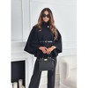 Coolmee Women's Batwing Sleeve Pea Coats Oversized Belted Trendy Casual Stand Collar Cloak Cape Coats - 4 of 4