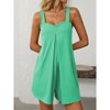 Women's Summer Casual Rompers Square Neck Sleeveless Short Overalls Bib Loose Jumpsuit with Pockets - 3 of 4