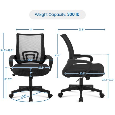 Yaheetech Black Mesh Mid-Back Swivel Office Chairs, Set of 2