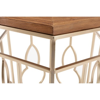 Genevieve Gold & Natural Fir Wood Round Nesting Tables
