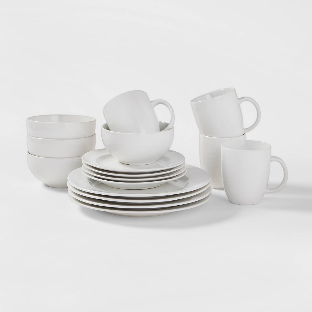 Photos - Other kitchen utensils 16pc Porcelain Dinnerware Set White - Threshold™