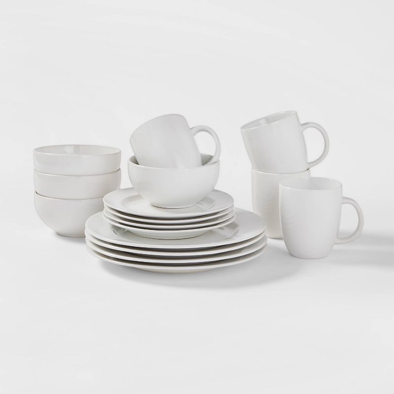 16pc Porcelain Dinnerware Set White - Threshold&#8482;, 1 of 12