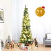 Tangkula 5/6/7/8/9FT Pencil Christmas Tree PVC Artificial Slim Tree w/ Metal Stand Home Holiday Decor Green - 2 of 4