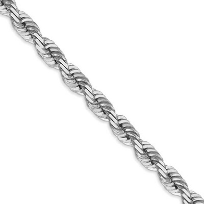 Black Bow Jewelry 5.5mm, 14k White Gold, Diamond Cut Solid Rope Chain Necklace