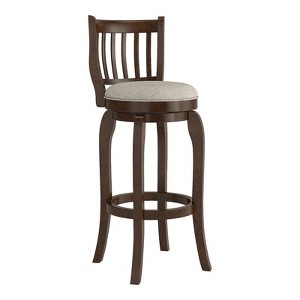 iNSPIRE Q 29.76" High Back & 360 Swivel Rubberwood Bar Stool in Gray/Brown - 1 of 3