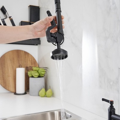 BWE Commercial Restaurant Pull-Down Dual Handle Countertop Flush Spray Utility Kitchen Faucet 8 Inch