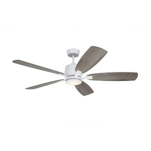 Luminance Kathy Ireland Home Ion Eco LED 72" Ceiling Fan w/ DC Motor, Dimmable Light Kit, Wall Control, Satin White w/ Timber Grey Blades - 1 of 4