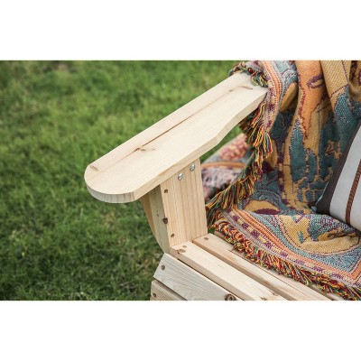 Natural Fir Wood Adirondack Chair with Arms for Outdoor Use