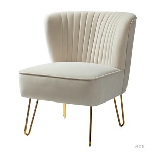 Upholstery Velvet Side Chair with Tufted Back Contemporary and Classic Armless Accent Chair with Metal Base | Karat Home - 1 of 4