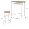 3-piece bar height dining set with white oak bar table and 2 metal stools - 2 of 4