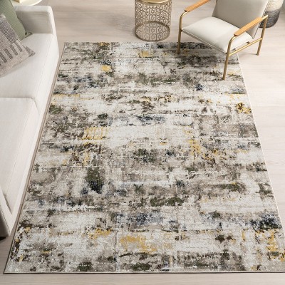 Aaliyah Multicolor Abstract Washable Synthetic Area Rug 96" x 30"