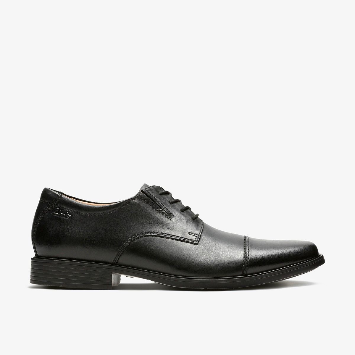 Clarks Mens Tilden Cap Black Leather Shoes 13 Medium