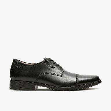 Clarks Mens Tilden Cap Black Leather Shoes 9.5 Medium : Target display picture 2