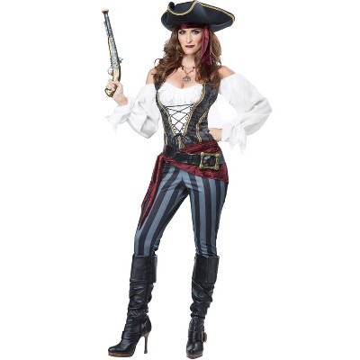 Halloweencostumes.com Large Girl Girl's Brilliant Buccaneer Costume,  Black/white/pink : Target