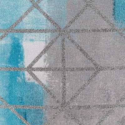 Modern Square Accent Pillow with Gray and Blue Geometric Design