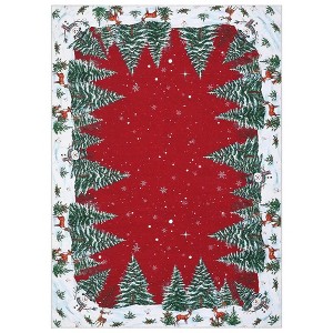 Fulvari Snowman House Pine Tree Christmas Area Rug,Xmas Home Decor Low-Profile Washable Area Rugs for Entryway Bedroom Living Room - 1 of 4